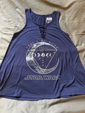 Star Wars Women's Navy Graphic Tank Top with Moon-Phase Design